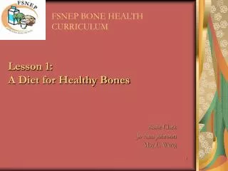 Lesson 1: A Diet for Healthy Bones