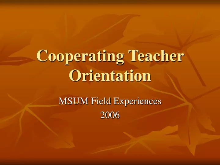cooperating teacher orientation