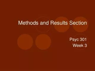 Methods and Results Section
