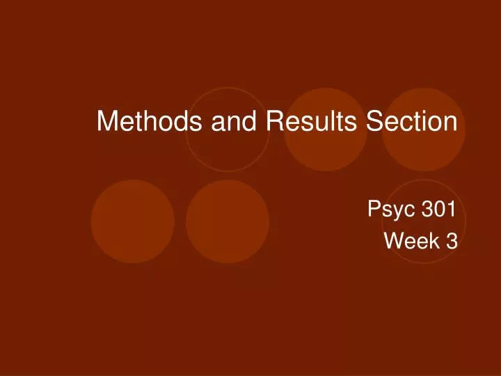 methods and results section