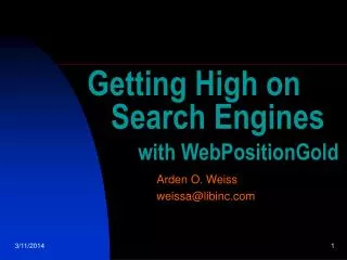 Getting High on Search Engines with WebPositionGold