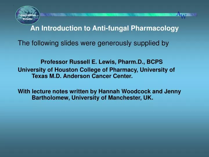 an introduction to anti fungal pharmacology