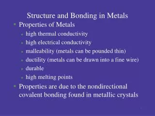 Structure and Bonding in Metals