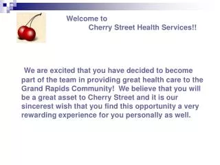 Welcome to Cherry Street Health Services!!