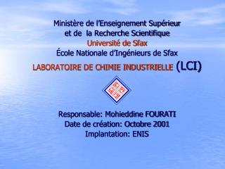 Ministère de l’Enseignement Supérieur et de la Recherche Scientifique Université de Sfax École Nationale d’Ingénieurs