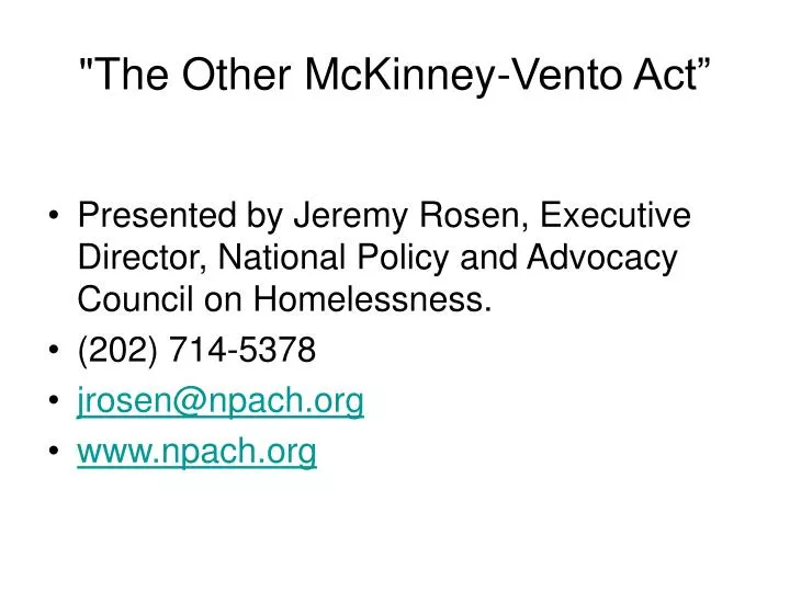 the other mckinney vento act
