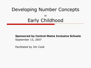 Developing Number Concepts in Early Childhood
