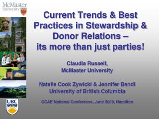 Current Trends &amp; Best Practices in Stewardship &amp; Donor Relations – its more than just parties!