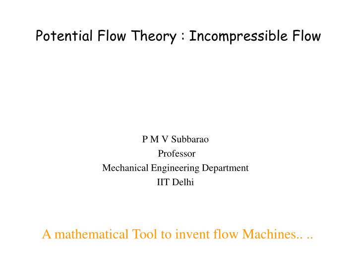 potential flow theory incompressible flow