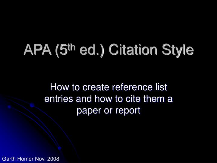 apa 5 th ed citation style