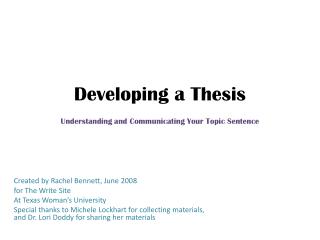 Developing a Thesis
