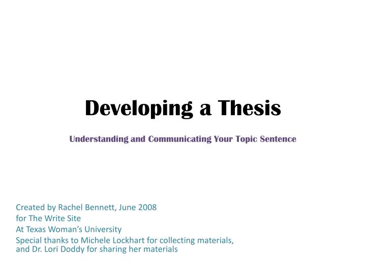 developing a thesis