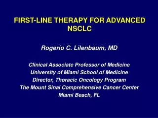 FIRST-LINE THERAPY FOR ADVANCED NSCLC