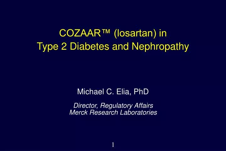 cozaar losartan in type 2 diabetes and nephropathy