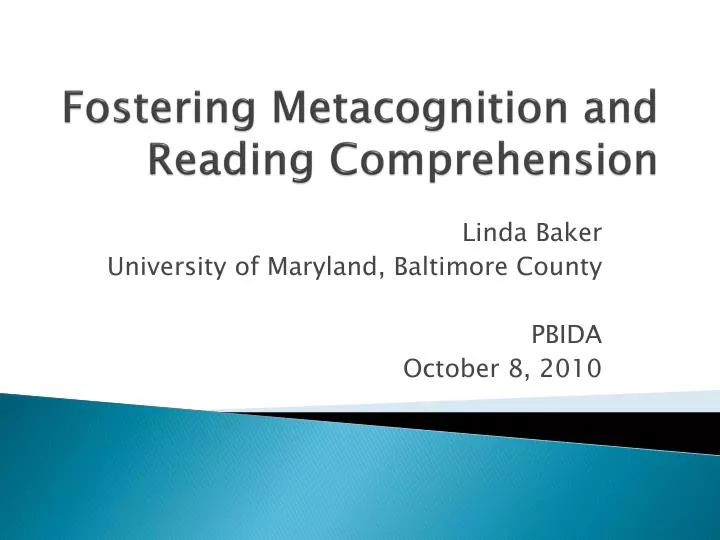 fostering metacognition and reading comprehension