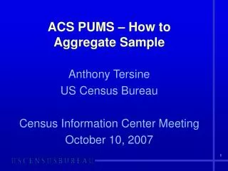 ACS PUMS – How to Aggregate Sample