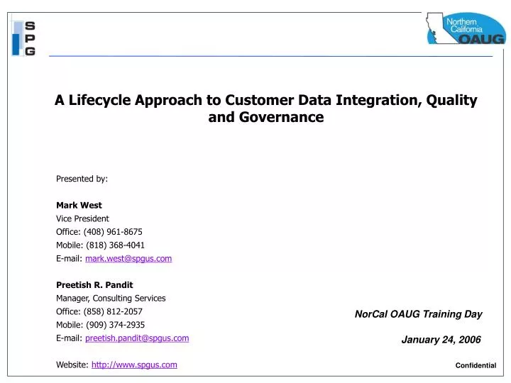 a lifecycle approach to customer data integration quality and governance