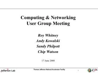Computing &amp; Networking User Group Meeting