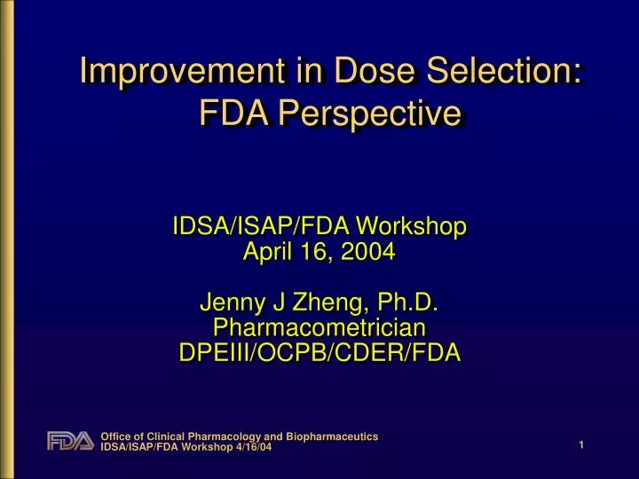 improvement in dose selection fda perspective