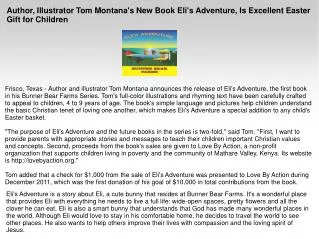 Author, Illustrator Tom Montana's New Book Eli's Adventure