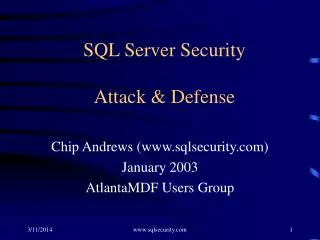 SQL Server Security Attack &amp; Defense