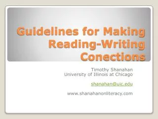 Guidelines for Making Reading-Writing Conections