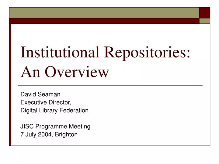 institutional repositories an overview
