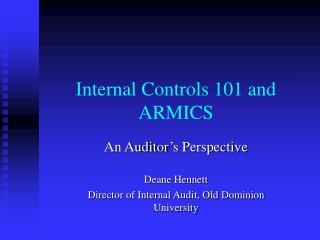 Internal Controls 101 and ARMICS