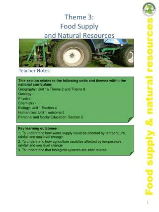 Theme 3: Food Supply and Natural Resources
