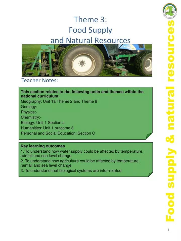 theme 3 food supply and natural resources