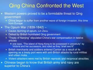 Qing China Confronted the West