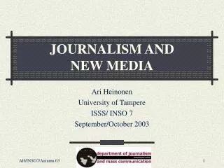 JOURNALISM AND NEW MEDIA