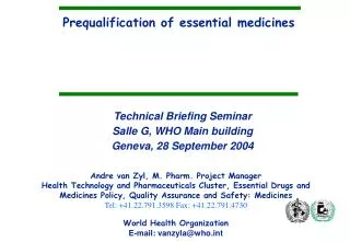 Prequalification of essential medicines