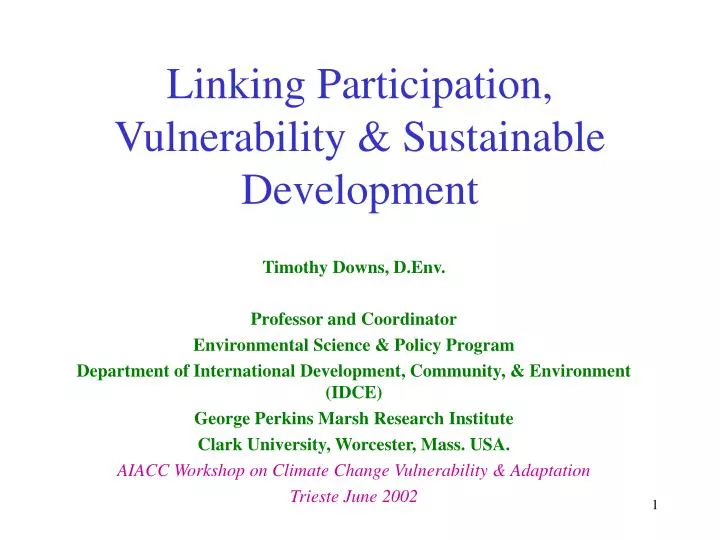 linking participation vulnerability sustainable development