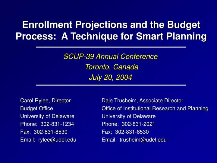 enrollment projections and the budget process a technique for smart planning