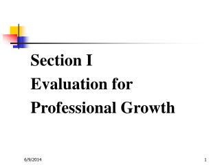 Section I Evaluation for Professional Growth