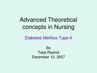 Advanced Theoretical concepts in Nursing