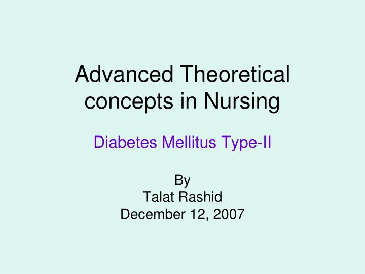 advanced theoretical concepts in nursing