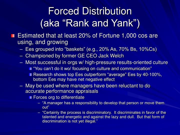 forced distribution aka rank and yank
