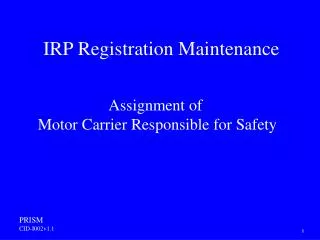 IRP Registration Maintenance