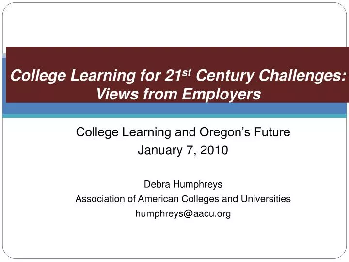 college learning for 21 st century challenges views from employers