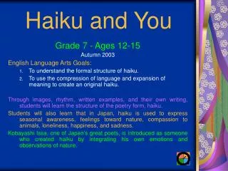 Haiku and You
