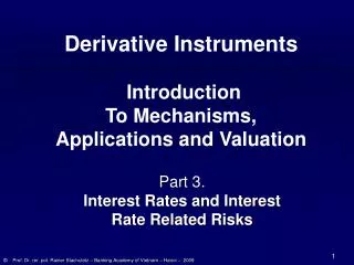 Part 3. Interest Rates and Interest Rate Related Risks