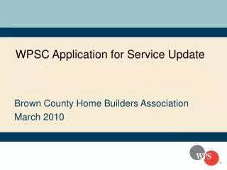 WPSC Application for Service Update