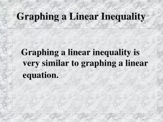 Graphing a Linear Inequality