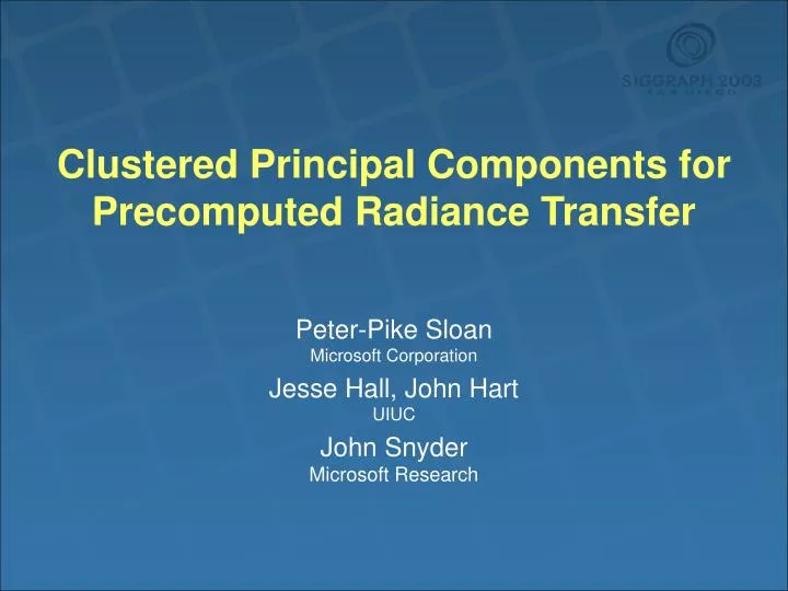 clustered principal components for precomputed radiance transfer