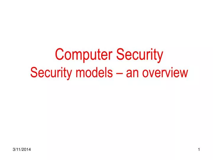 computer security security models an overview