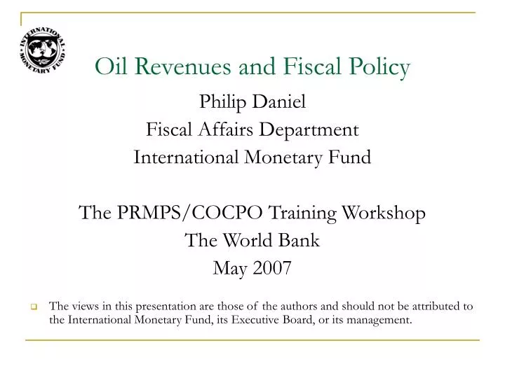 oil revenues and fiscal policy