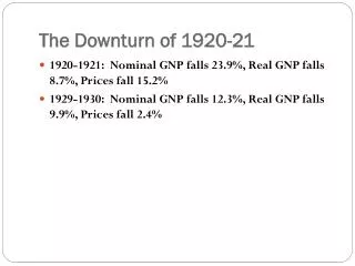 The Downturn of 1920-21