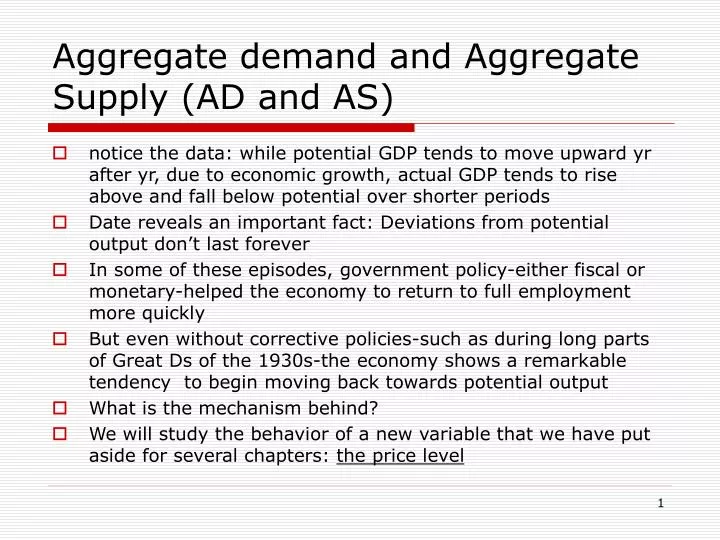 aggregate demand and aggregate supply ad and as